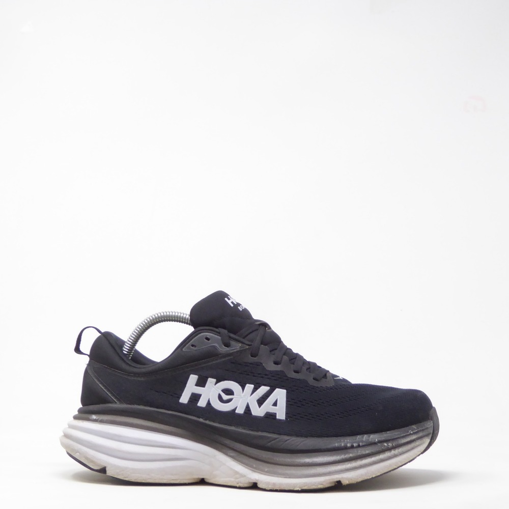 Hoka Mens Bondi 8 Running Shoes Black White 1123202 9.5D